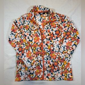 Lands' End Floral Women's Full Zip Fleece Pullover size M